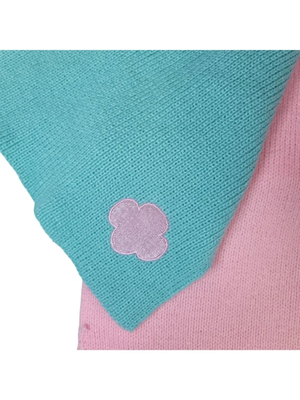 Girl Scouts Scarf And Gloves Set Pink Green Large XL Knit Embroid Logo 50